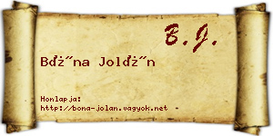 Bóna Jolán névjegykártya
